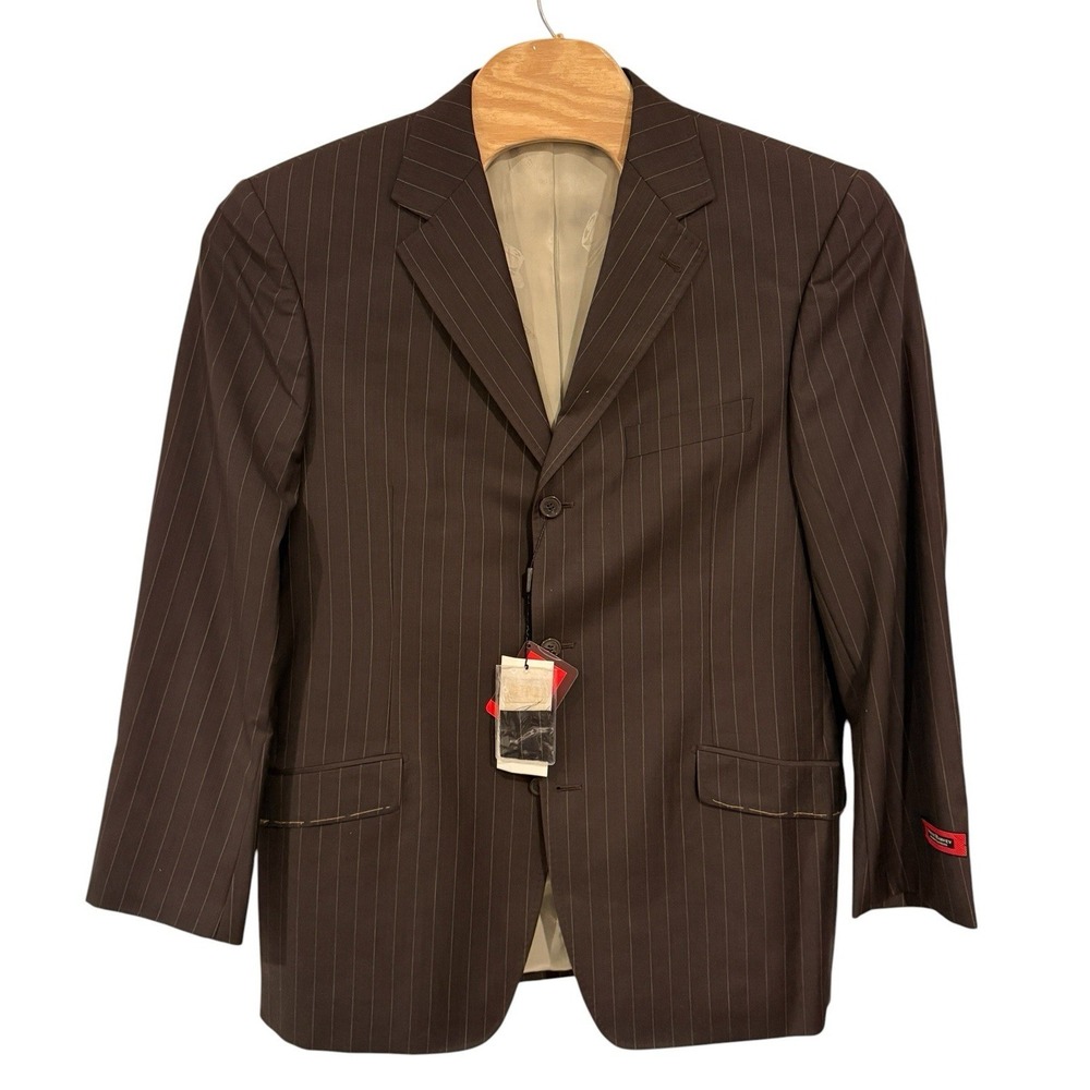 NWT Steve Harvey‎ Modern Classics Striped Blazer 44R Super 120s Merino Wool